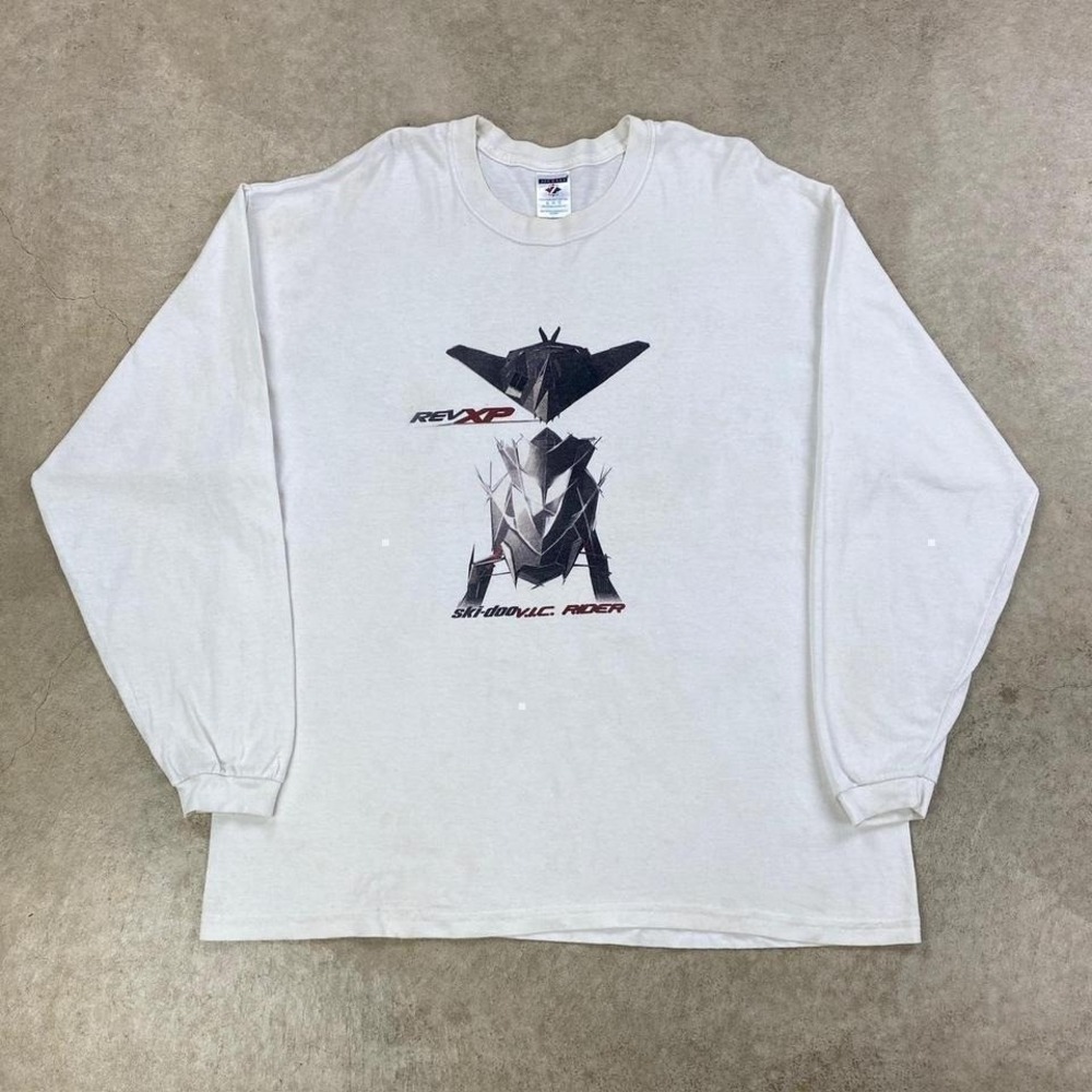 Vintage 90s Rev XP Ski-Doo Rider Long Sleeve Shirt Size XL White Snowmobiling